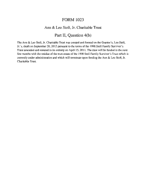 Form 1023 Application for Charitable Trust