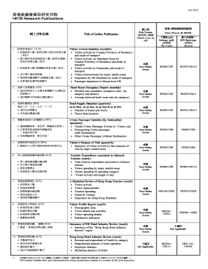 Hong Kong Tourism Research Publications Order Form