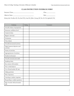 Class Instruction Feedback Form