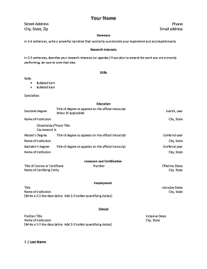 Academic Curriculum Vitae Template