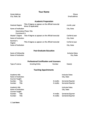 Academic CV Template