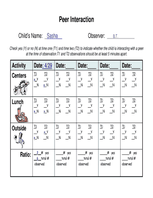 Child Peer Interaction Observation Form