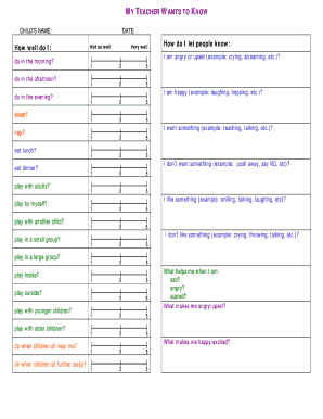 Child Behavior Assessment Form