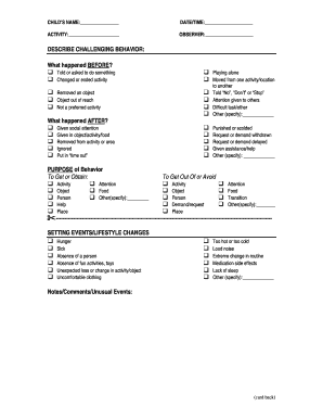 Child Behavior Observation Form