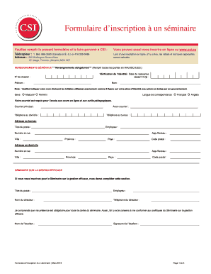 Formulaire d’inscription à un séminaire