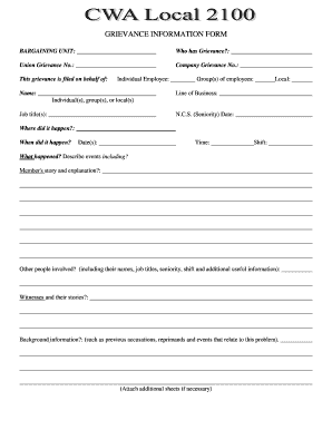 Union Grievance Information Form