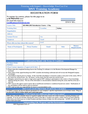 DNV Training Registration Form