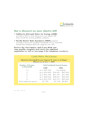 California CARE/FERA Rate Discount Application