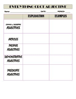 Adjective Classification Worksheet