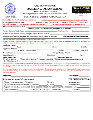New Haven Business License Application