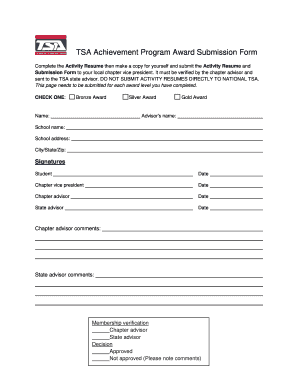 TSA Achievement Program Award Submission Form