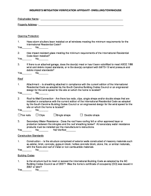 Insured's Mitigation Verification Affidavit