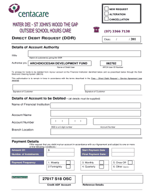 Direct Debit Request Form