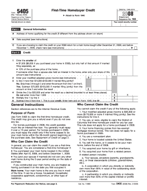 First-Time Homebuyer Credit Form 5405
