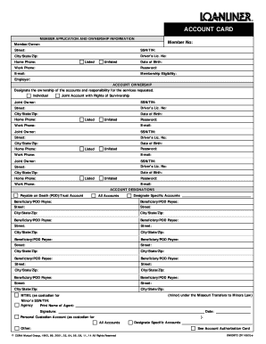 Credit Union Account Application Form