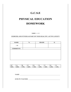GCSE Physical Education Homework