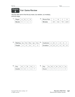 Math Worksheet: Statistics and Data Analysis