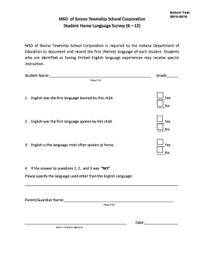 Student Home Language Survey (K—12)