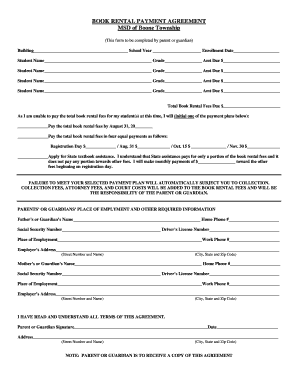 Book Rental Payment Agreement