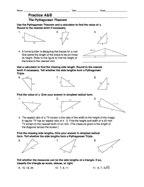 Pythagorean Theorem Practice Worksheet