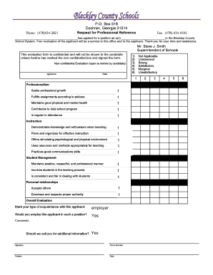 Professional Reference Evaluation Form