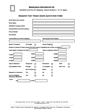 Trade Show Quotation Form