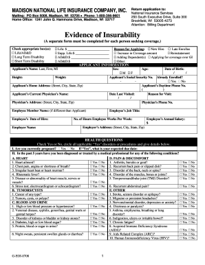 Evidence of Insurability Form