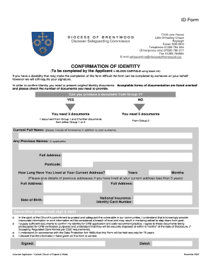Confirmation of Identity Form