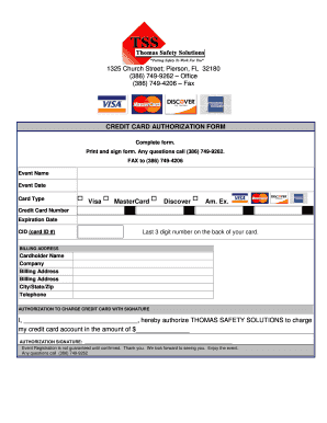 Credit Card Authorization Form
