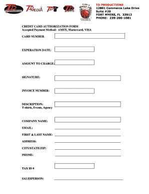 Credit Card Authorization Form