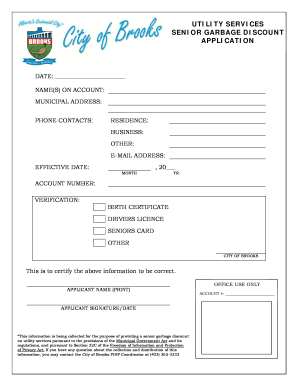 Senior Garbage Discount Application