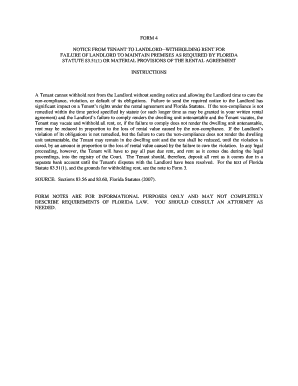Notice from Tenant to Landlord - Withholding Rent