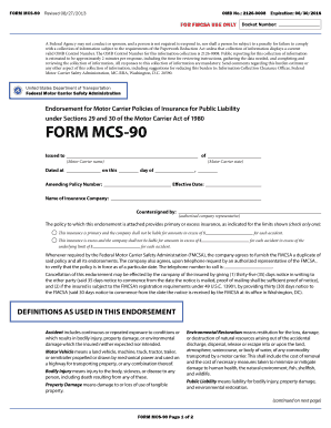 MCS-90 Endorsement for Motor Carrier Insurance