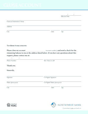 Close Account Request Form