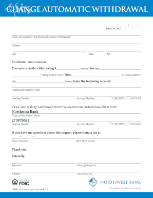 Change Automatic Withdrawal Request
