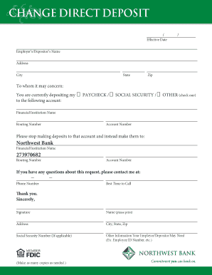 Change Direct Deposit Form