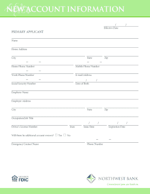 New Account Application Form
