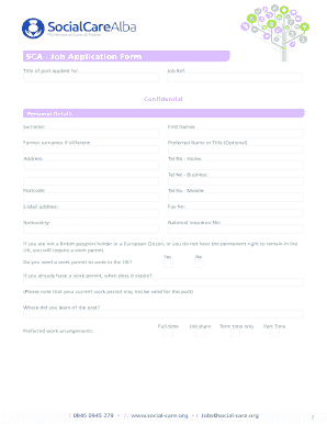 SCA Job Application Form