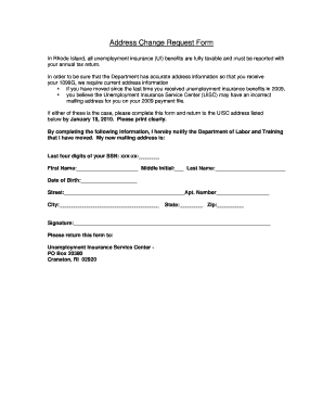 Rhode Island Address Change Request Form