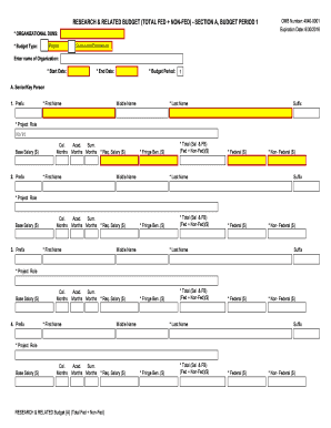 Research and Related Budget Form