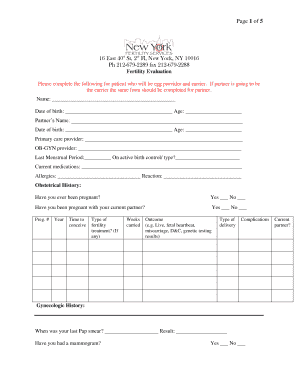 Fertility Evaluation Form