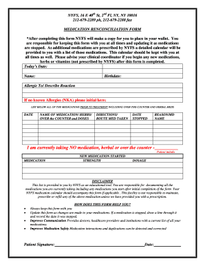 Medication Reconciliation Form