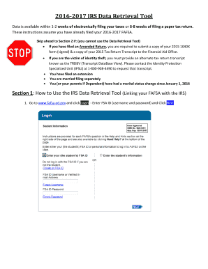 IRS Data Retrieval Tool Instructions