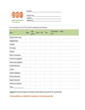 Open Enrollment School Evaluation Form