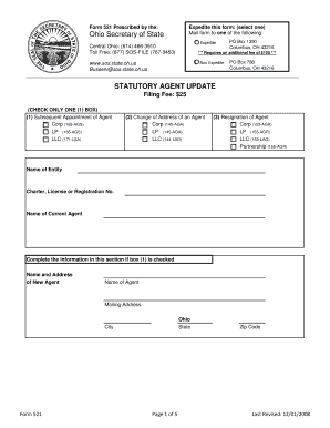 Ohio Statutory Agent Update Form 521