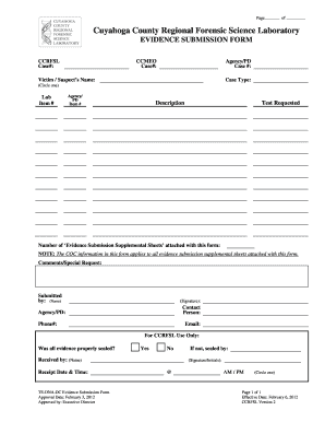Cuyahoga County Evidence Submission Form