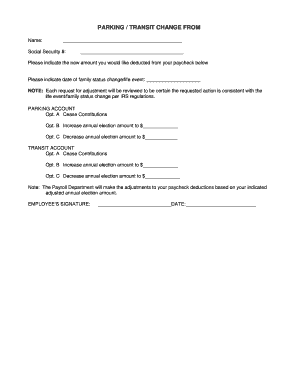 Parking and Transit Change Form