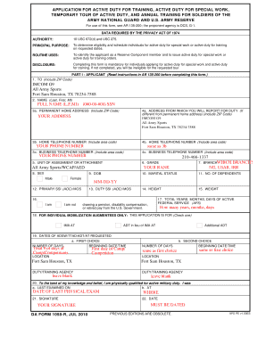 Application for Active Duty for Training