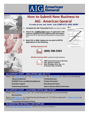 AIG New Business Transmittal Form