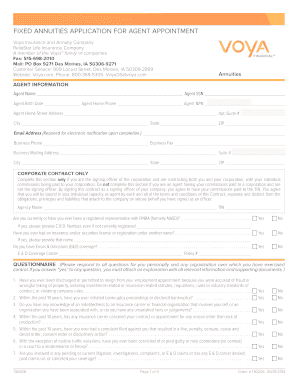 Voya Fixed Annuities Agent Appointment Application